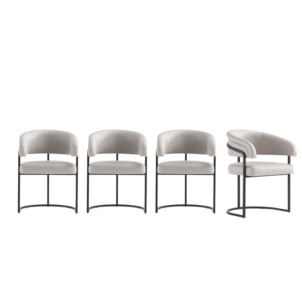 Manhattan Comfort - Augusta Leatherette Dining Chair with Metal Legs in Light Grey - Set of 4 - 4-DC094-LG veiw 1