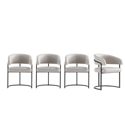 Manhattan Comfort - Augusta Leatherette Dining Chair with Metal Legs in Light Grey - Set of 4 - 4-DC094-LG veiw 1