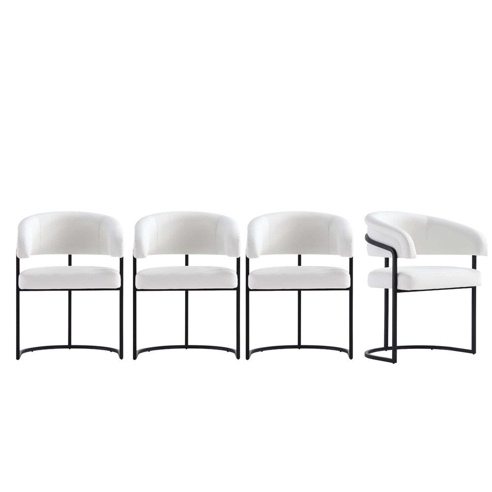 Manhattan Comfort - Augusta Leatherette Dining Chair with Metal Legs in White - Set of 4 - 4-DC094-WH veiw 1