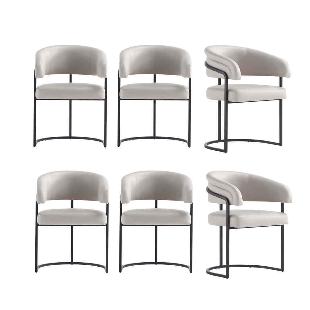 Manhattan Comfort - Augusta Leatherette Dining Chair with Metal Legs in Light Grey - Set of 6 - 6-DC094-LG veiw 1