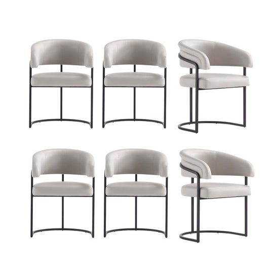 Manhattan Comfort - Augusta Leatherette Dining Chair with Metal Legs in Light Grey - Set of 6 - 6-DC094-LG veiw 1