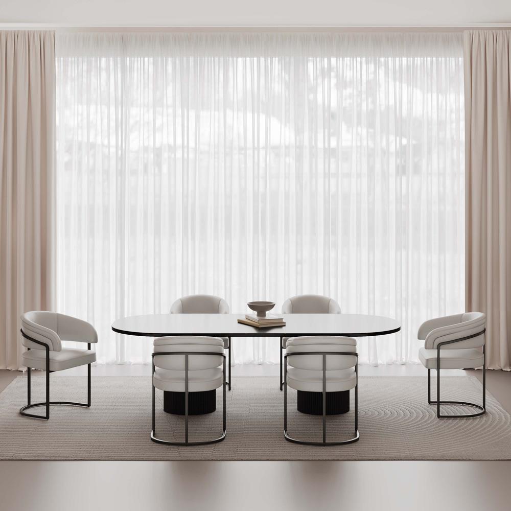 Manhattan Comfort - Augusta Leatherette Dining Chair with Metal Legs in Light Grey - Set of 6 - 6-DC094-LG veiw 10