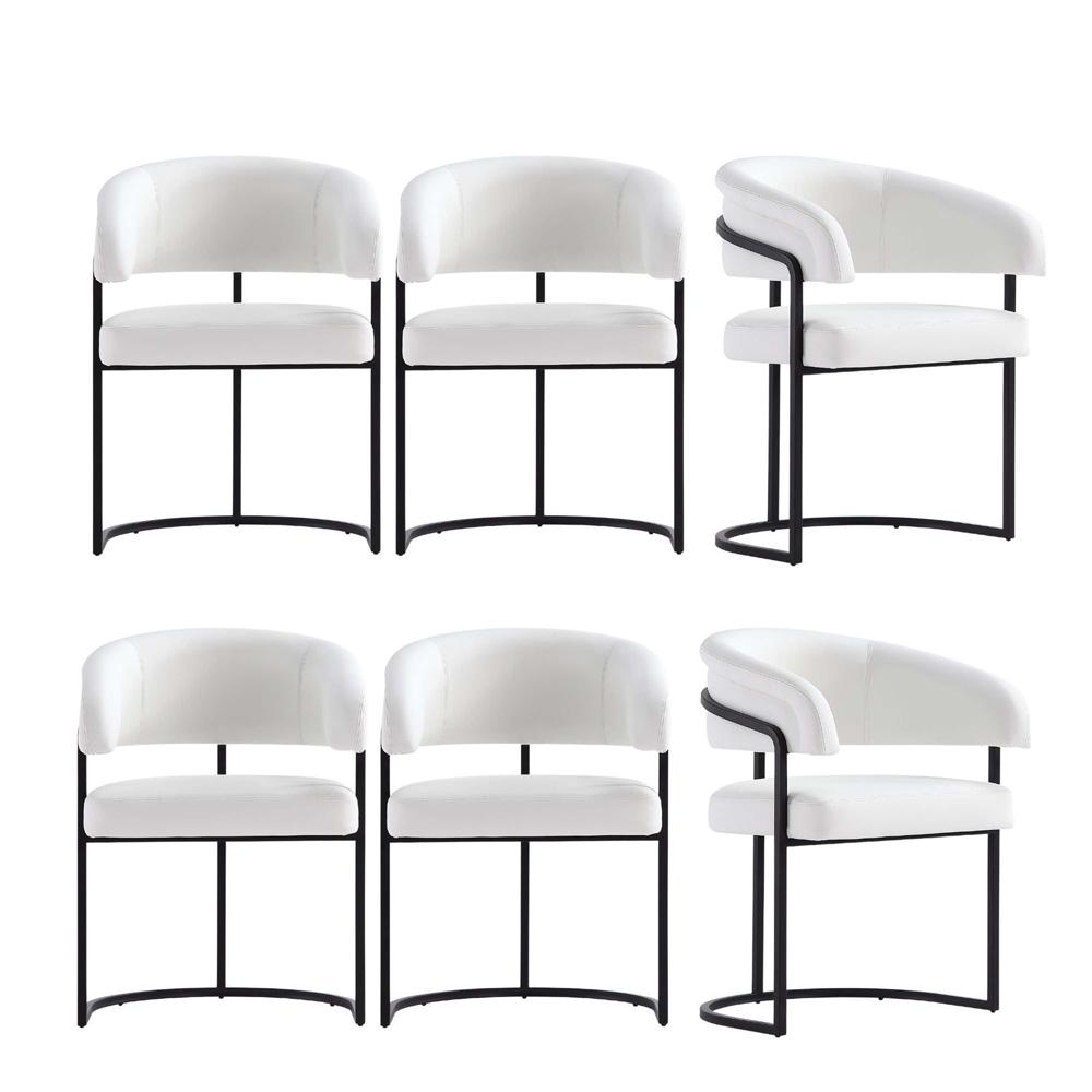 Manhattan Comfort - Augusta Leatherette Dining Chair with Metal Legs in White - Set of 6 - 6-DC094-WH veiw 1