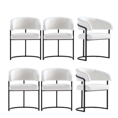 Manhattan Comfort - Augusta Leatherette Dining Chair with Metal Legs in White - Set of 6 - 6-DC094-WH veiw 1