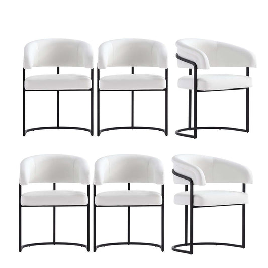 Manhattan Comfort - Augusta Leatherette Dining Chair with Metal Legs in White - Set of 6 - 6-DC094-WH veiw 1