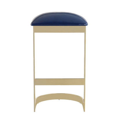 Manhattan Comfort - Aura Faux Leather Bar Stool with Stainless Steel Legs in Blue and Polished Brass - Set of 2 - 2-BS006-BL veiw 5