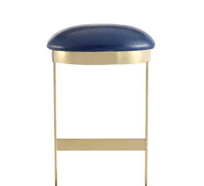 Manhattan Comfort - Aura Faux Leather Bar Stool with Stainless Steel Legs in Blue and Polished Brass - Set of 3 - 3-BS006-BL veiw 7