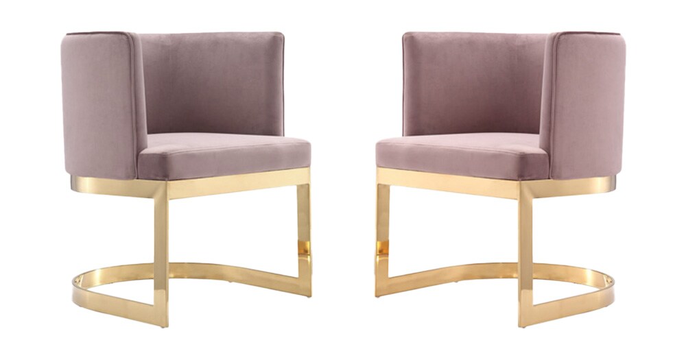 Manhattan Comfort - Aura Velvet Dining Chair with Stainless Steel Legs in Blush and Polished Brass - Set of 2 - 2-DC026-BH veiw 1