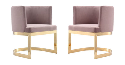 Manhattan Comfort - Aura Velvet Dining Chair with Stainless Steel Legs in Blush and Polished Brass - Set of 2 - 2-DC026-BH veiw 1