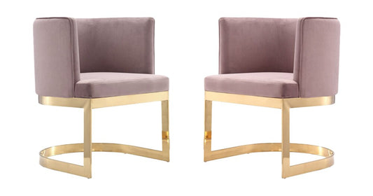 Manhattan Comfort - Aura Velvet Dining Chair with Stainless Steel Legs in Blush and Polished Brass - Set of 2 - 2-DC026-BH veiw 1