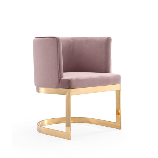 Manhattan Comfort - Aura Velvet Dining Chair with Stainless Steel Legs in Blush and Polished Brass - Set of 2 - 2-DC026-BH veiw 2