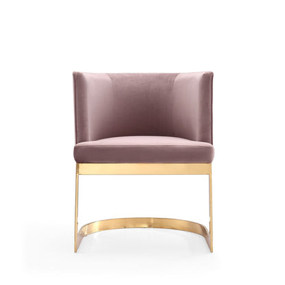 Manhattan Comfort - Aura Velvet Dining Chair with Stainless Steel Legs in Blush and Polished Brass - Set of 2 - 2-DC026-BH veiw 3