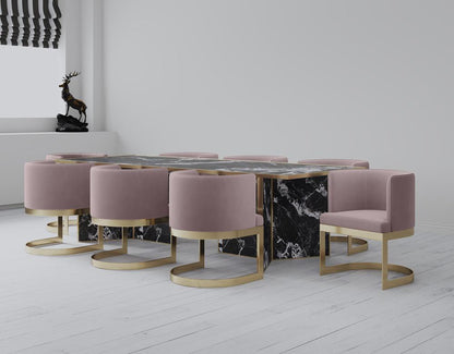 Manhattan Comfort - Aura Velvet Dining Chair with Stainless Steel Legs in Blush and Polished Brass - Set of 2 - 2-DC026-BH veiw 7