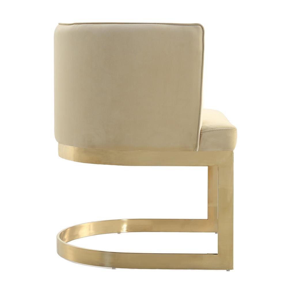 Manhattan Comfort - Aura Velvet Dining Chair with Stainless Steel Legs in Sand and Polished Brass - Set of 2 - 2-DC026-SD veiw 4