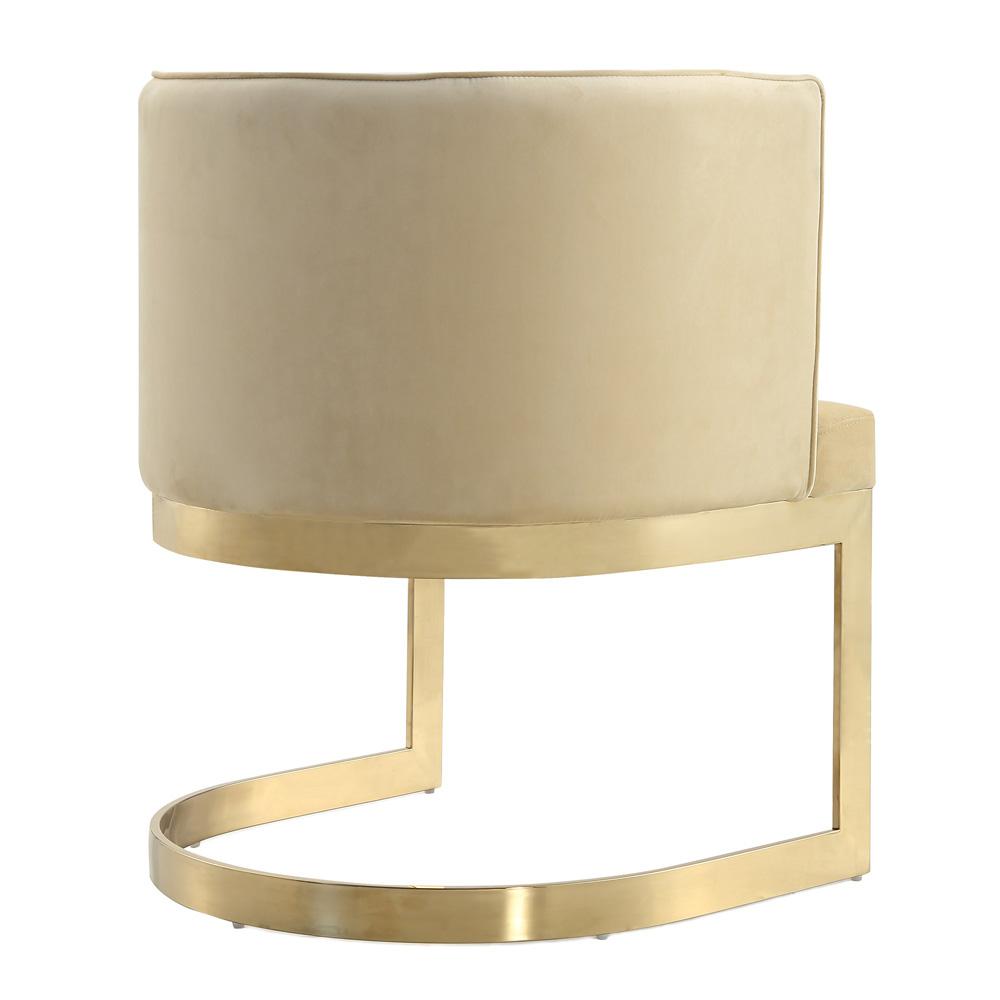 Manhattan Comfort - Aura Velvet Dining Chair with Stainless Steel Legs in Sand and Polished Brass - Set of 2 - 2-DC026-SD veiw 5