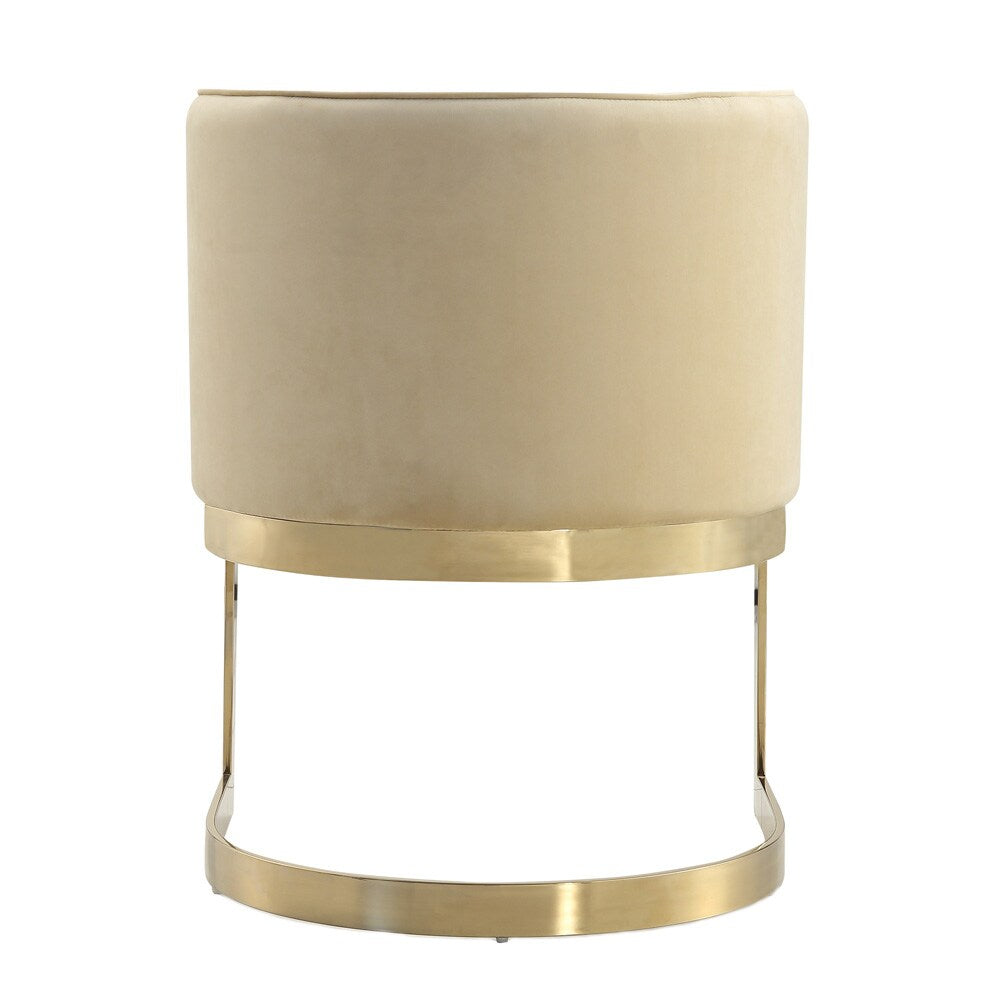 Manhattan Comfort - Aura Velvet Dining Chair with Stainless Steel Legs in Sand and Polished Brass - Set of 2 - 2-DC026-SD veiw 6