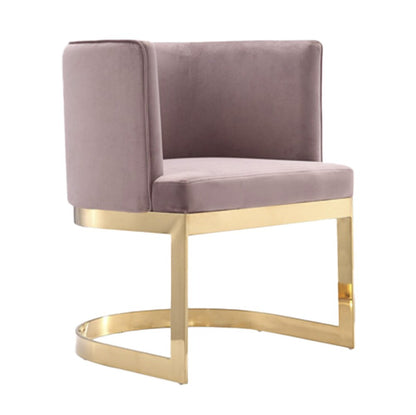 Manhattan Comfort - Aura Velvet Dining Chair with Stainless Steel Legs in Blush and Polished Brass - DC026-BH veiw 1