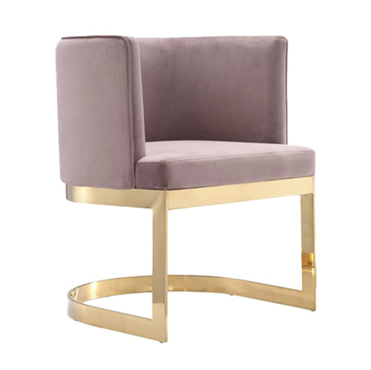 Manhattan Comfort - Aura Velvet Dining Chair with Stainless Steel Legs in Blush and Polished Brass - DC026-BH veiw 1