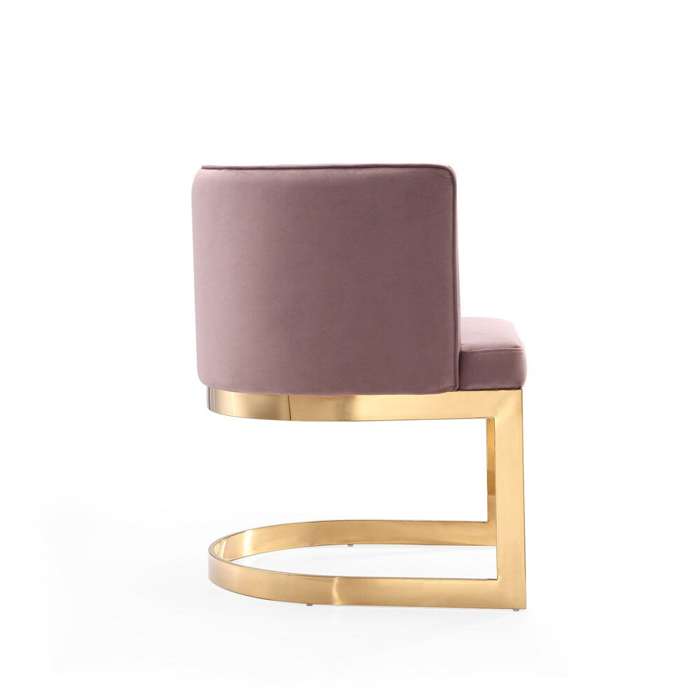 Manhattan Comfort - Aura Velvet Dining Chair with Stainless Steel Legs in Blush and Polished Brass - DC026-BH veiw 3