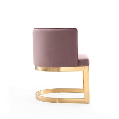 Manhattan Comfort - Aura Velvet Dining Chair with Stainless Steel Legs in Blush and Polished Brass - DC026-BH veiw 3