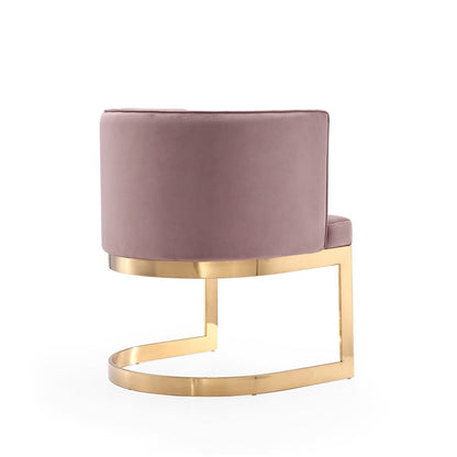 Manhattan Comfort - Aura Velvet Dining Chair with Stainless Steel Legs in Blush and Polished Brass - DC026-BH veiw 4