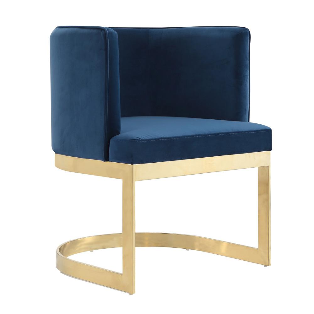 Manhattan Comfort - Aura Velvet Dining Chair with Stainless Steel Legs in Royal Blue and Polished Brass - DC026-BL veiw 1
