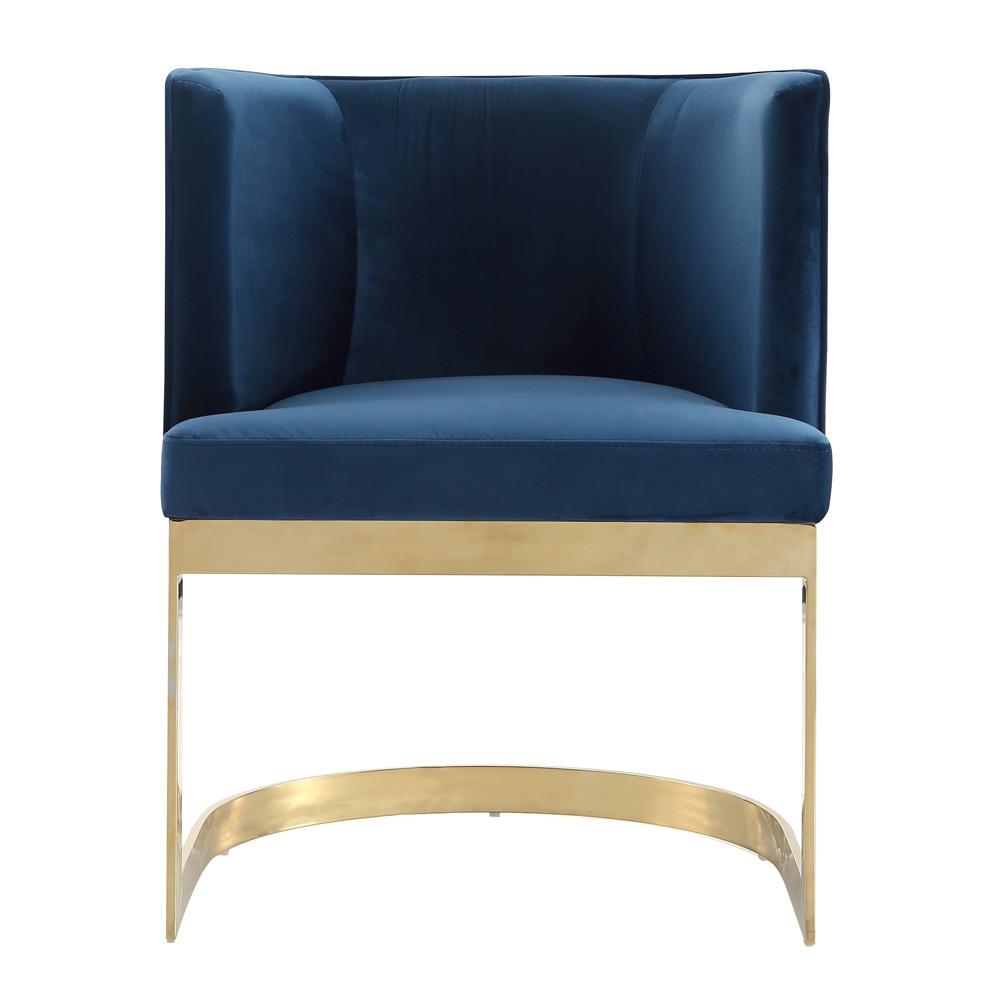 Manhattan Comfort - Aura Velvet Dining Chair with Stainless Steel Legs in Royal Blue and Polished Brass - DC026-BL veiw 2