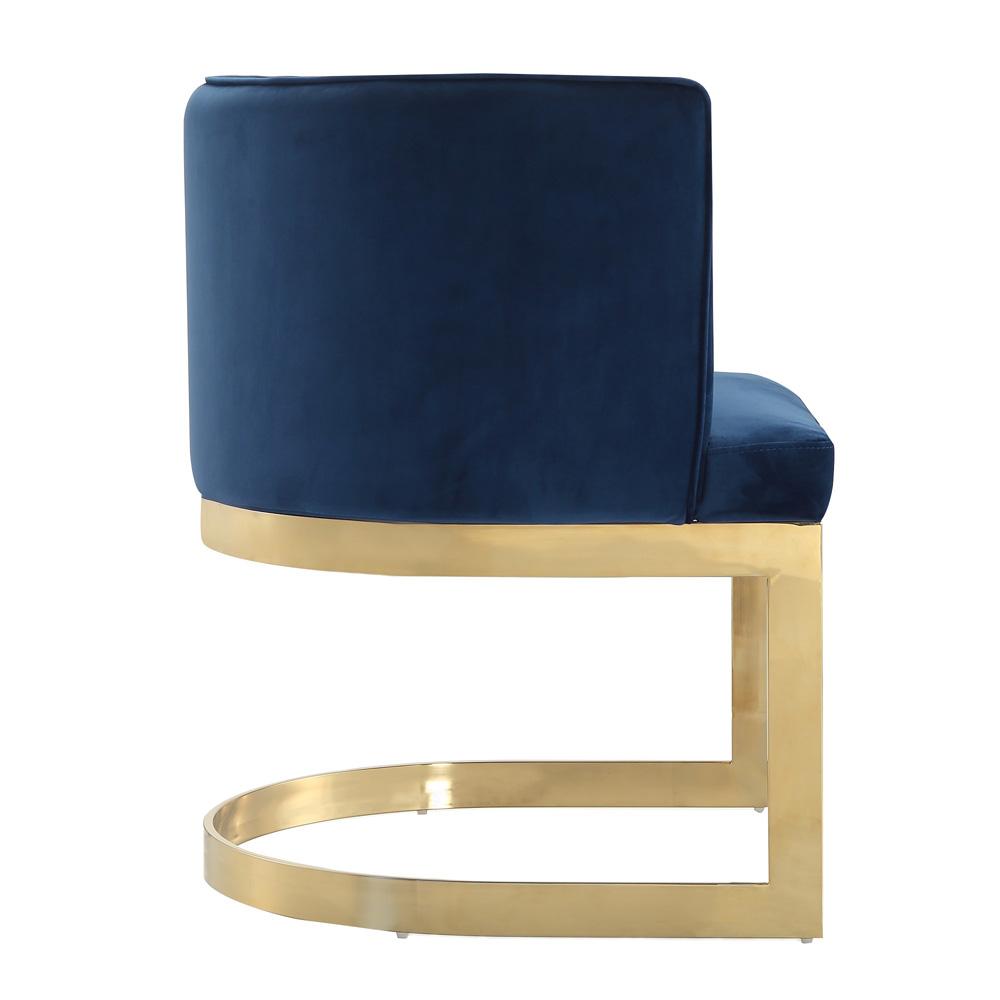 Manhattan Comfort - Aura Velvet Dining Chair with Stainless Steel Legs in Royal Blue and Polished Brass - DC026-BL veiw 3