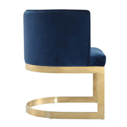 Manhattan Comfort - Aura Velvet Dining Chair with Stainless Steel Legs in Royal Blue and Polished Brass - DC026-BL veiw 3