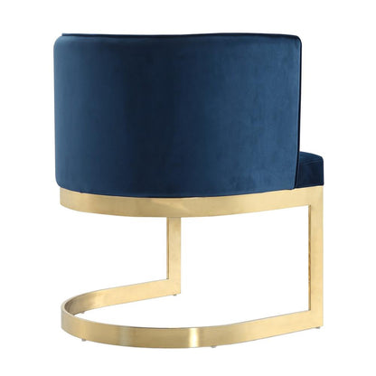 Manhattan Comfort - Aura Velvet Dining Chair with Stainless Steel Legs in Royal Blue and Polished Brass - DC026-BL veiw 4