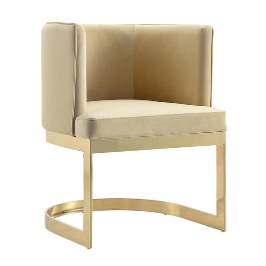 Manhattan Comfort - Aura Velvet Dining Chair with Stainless Steel Legs in Sand and Polished Brass - DC026-SD veiw 1