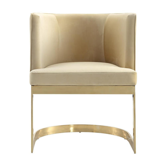 Manhattan Comfort - Aura Velvet Dining Chair with Stainless Steel Legs in Sand and Polished Brass - DC026-SD veiw 2