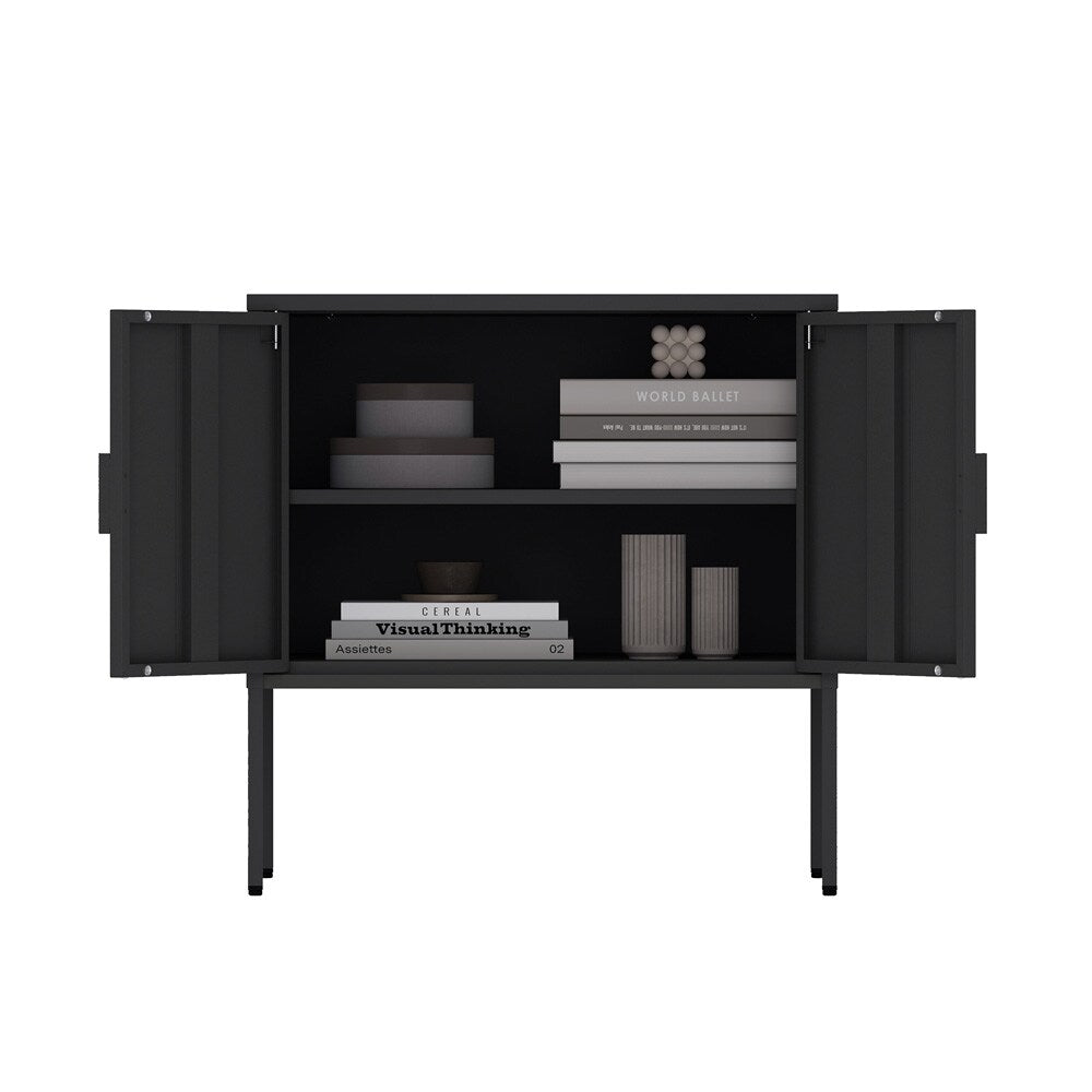 Manhattan Comfort - Ava 23.6 Accent Cabinet with 2 Adjustable Shelves in Black - AF005-BK veiw 8
