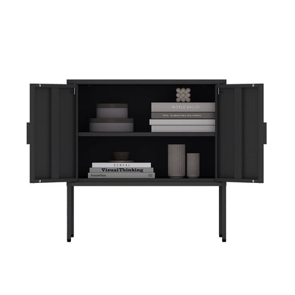 Manhattan Comfort - Ava 23.6 Accent Cabinet with 2 Adjustable Shelves in Black - AF005-BK veiw 8
