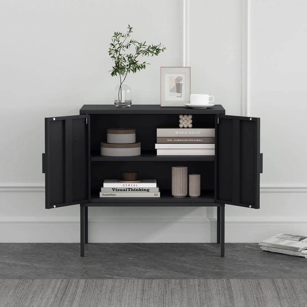 Manhattan Comfort - Ava 23.6 Accent Cabinet with 2 Adjustable Shelves in Black - AF005-BK veiw 9
