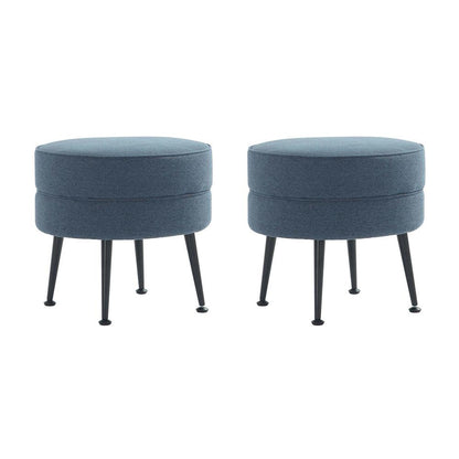 Manhattan Comfort - Bailey Woven Polyester Blend Ottoman with Stainless Steel Legs in Blue - Set of 2, Black Powder Coating - 2-OT003-BLB veiw 1