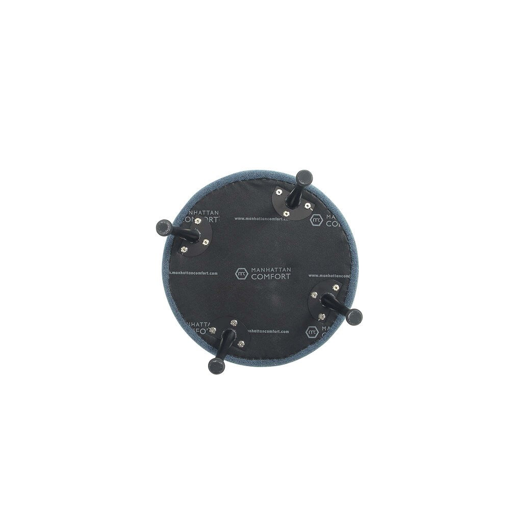 Manhattan Comfort - Bailey Woven Polyester Blend Ottoman with Stainless Steel Legs in Blue - Set of 2, Black Powder Coating - 2-OT003-BLB veiw 7