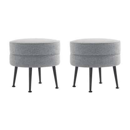 Manhattan Comfort - Bailey Woven Polyester Blend Ottoman with Stainless Steel Legs in Grey - Set of 2, Black Powder Coating - 2-OT003-GYB veiw 1