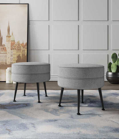 Manhattan Comfort - Bailey Woven Polyester Blend Ottoman with Stainless Steel Legs in Grey - Set of 2, Black Powder Coating - 2-OT003-GYB veiw 8