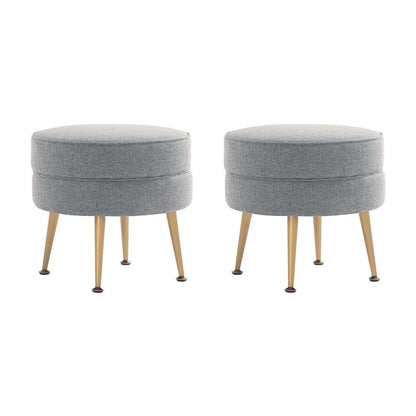 Manhattan Comfort - Bailey Woven Polyester Blend Ottoman with Stainless Steel Legs in Grey - Set of 2, Gold Chromed - 2-OT003-GY veiw 1