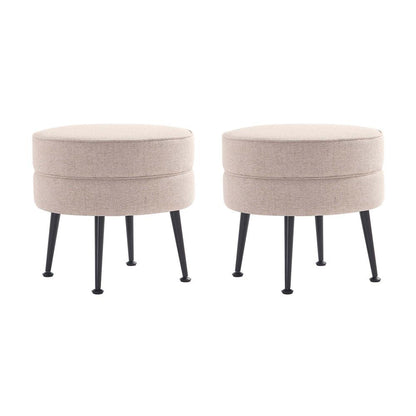 Manhattan Comfort - Bailey Woven Polyester Blend Ottoman with Stainless Steel Legs in Oatmeal - Set of 2, Black Powder Coating - 2-OT003-OTB veiw 1