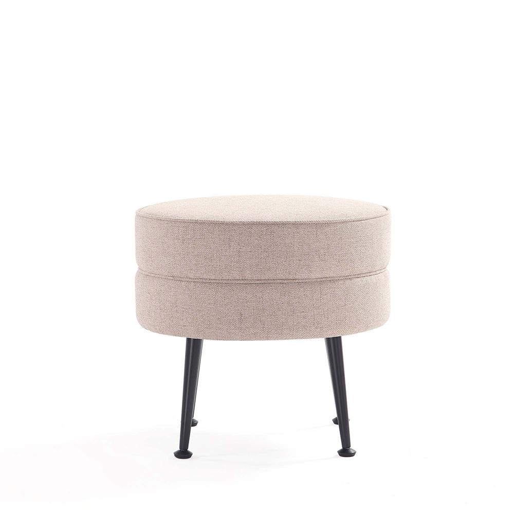 Manhattan Comfort - Bailey Woven Polyester Blend Ottoman with Stainless Steel Legs in Oatmeal - Set of 2, Black Powder Coating - 2-OT003-OTB veiw 2