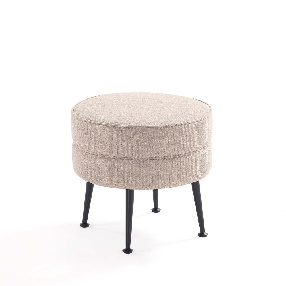 Manhattan Comfort - Bailey Woven Polyester Blend Ottoman with Stainless Steel Legs in Oatmeal - Set of 2, Black Powder Coating - 2-OT003-OTB veiw 3