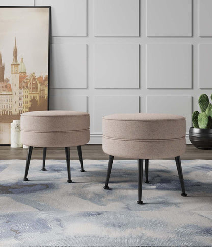 Manhattan Comfort - Bailey Woven Polyester Blend Ottoman with Stainless Steel Legs in Oatmeal - Set of 2, Black Powder Coating - 2-OT003-OTB veiw 8