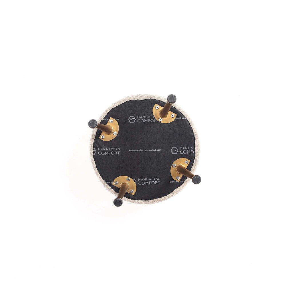 Manhattan Comfort - Bailey Woven Polyester Blend Ottoman with Stainless Steel Legs in Oatmeal - Set of 2, Gold Chromed - 2-OT003-OT veiw 7