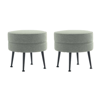 Manhattan Comfort - Bailey Woven Polyester Blend Ottoman with Stainless Steel Legs in Sage Green - Set of 2, Black Powder Coating - 2-OT003-SGB veiw 1