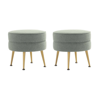 Manhattan Comfort - Bailey Woven Polyester Blend Ottoman with Stainless Steel Legs in Sage Green - Set of 2, Gold Chromed - 2-OT003-SG veiw 1