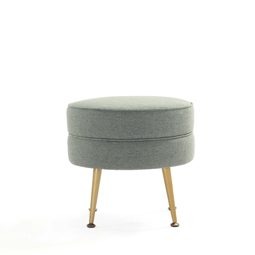 Manhattan Comfort - Bailey Woven Polyester Blend Ottoman with Stainless Steel Legs in Sage Green - Set of 2, Gold Chromed - 2-OT003-SG veiw 2