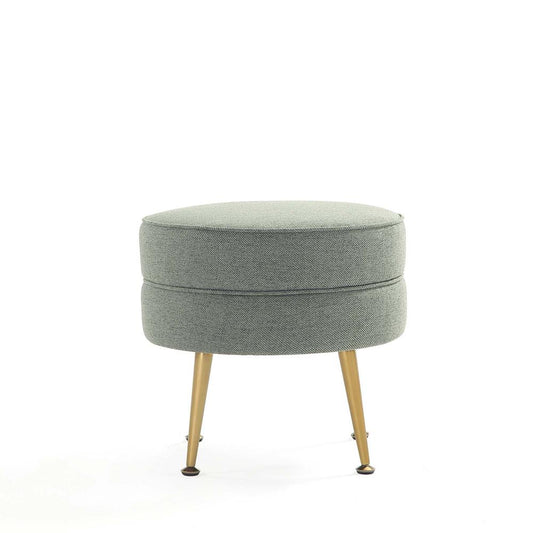Manhattan Comfort - Bailey Woven Polyester Blend Ottoman with Stainless Steel Legs in Sage Green - Set of 2, Gold Chromed - 2-OT003-SG veiw 2