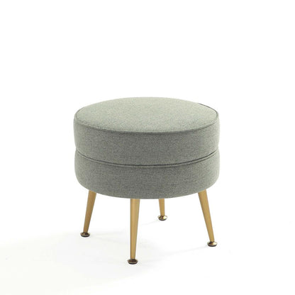 Manhattan Comfort - Bailey Woven Polyester Blend Ottoman with Stainless Steel Legs in Sage Green - Set of 2, Gold Chromed - 2-OT003-SG veiw 3